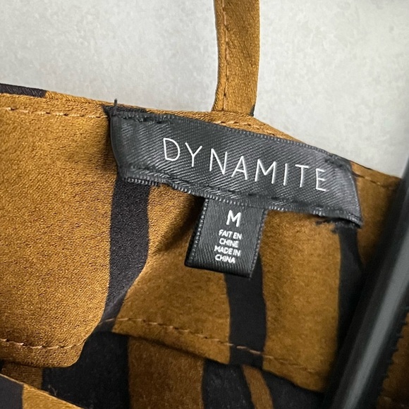 Dynamite/ Tie back/ Satin feel/ Short sleeve/ Zebra print/ Size US M - Picture 10 of 14